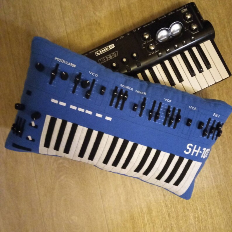 Music pillows handmade decorative pillow synthesizer Roland home decor free shipping personalized gift for musician instrument synth design