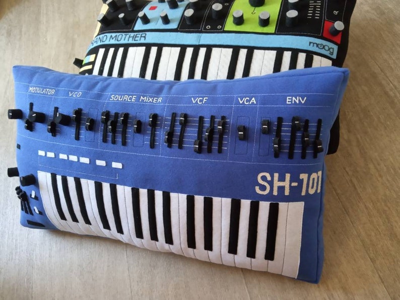 Music pillows handmade decorative pillow synthesizer Roland home decor free shipping personalized gift for musician instrument synth design