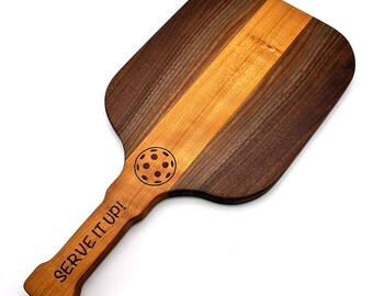 Pickleball Charcuterie Cheese Board - Solid Walnut and Cherry Wood  - Serve it up!