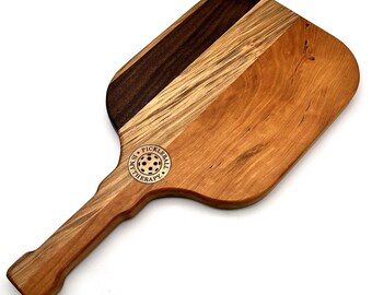 Pickleball Paddle Charcuterie Board – Handmade Cherry, Walnut & Maple Wood