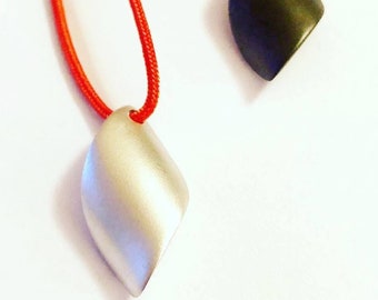 Handmade ''Orphic Egg'' Sterling Silver Diamond Pendant, Rhodium Plated, Unisex Jewelry