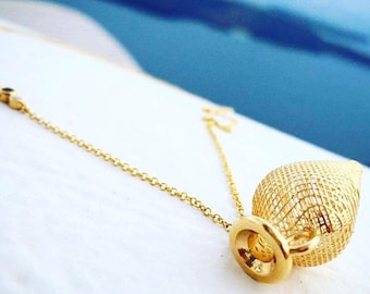 18K Handmade Solid Gold Pendant &#39;&#39;CYPRUS AMPHORA&#39;&#39;