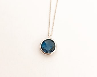 Handmade 14K White Gold London Topaz Necklace, 10mm Checker Cut