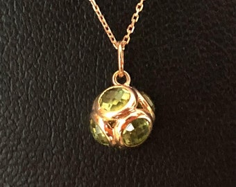 18K Handmade Solid Rose Gold &#39;&#39;SIX DIRECTIONS PENDANT&#39;&#39; with Natural Peridot or African Amethyst