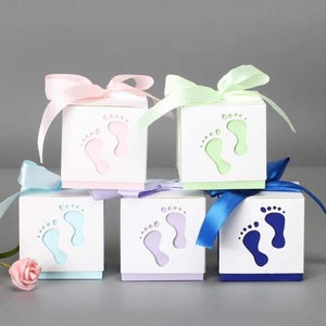 Boîtes de bonbons pour baby shower/Coffrets-cadeaux révélant le genre/Cadeau de fête de quarantaine/Surprise de fête de naissance/Coffrets de bonbons roses ou bleus et blancs