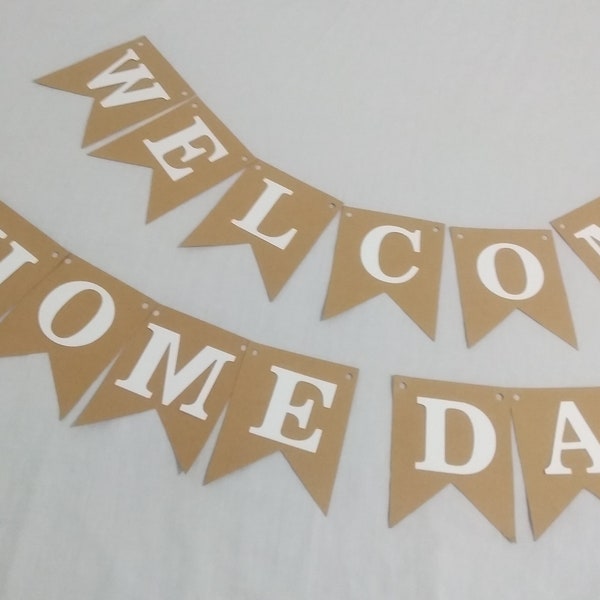 Welcome home Dad, homecoming party banner/tissue paper tassel garland