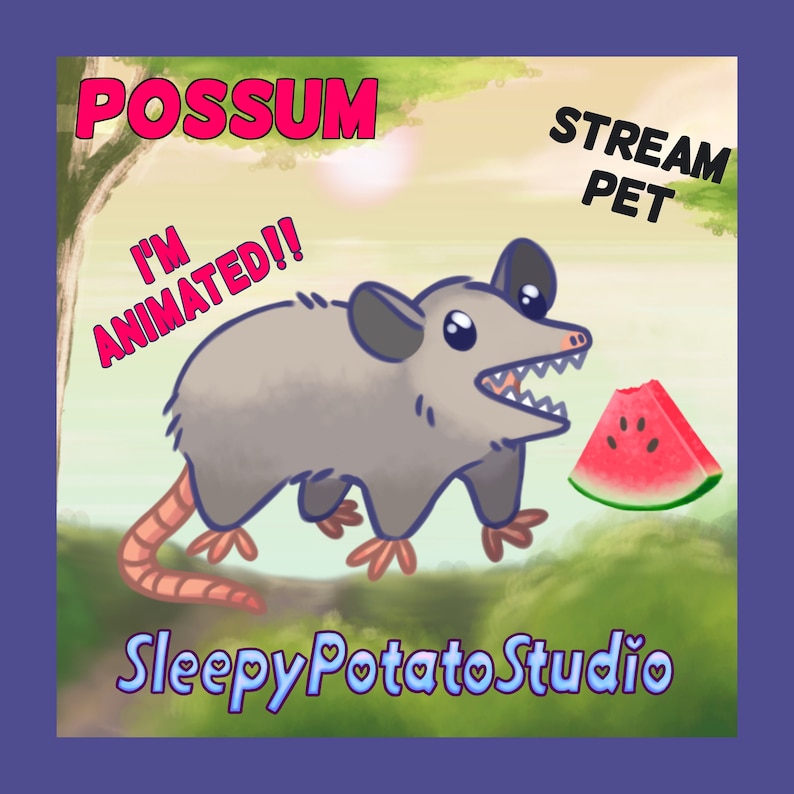 Possum Animated Stream Pet Feed Eucalyptus Etsy