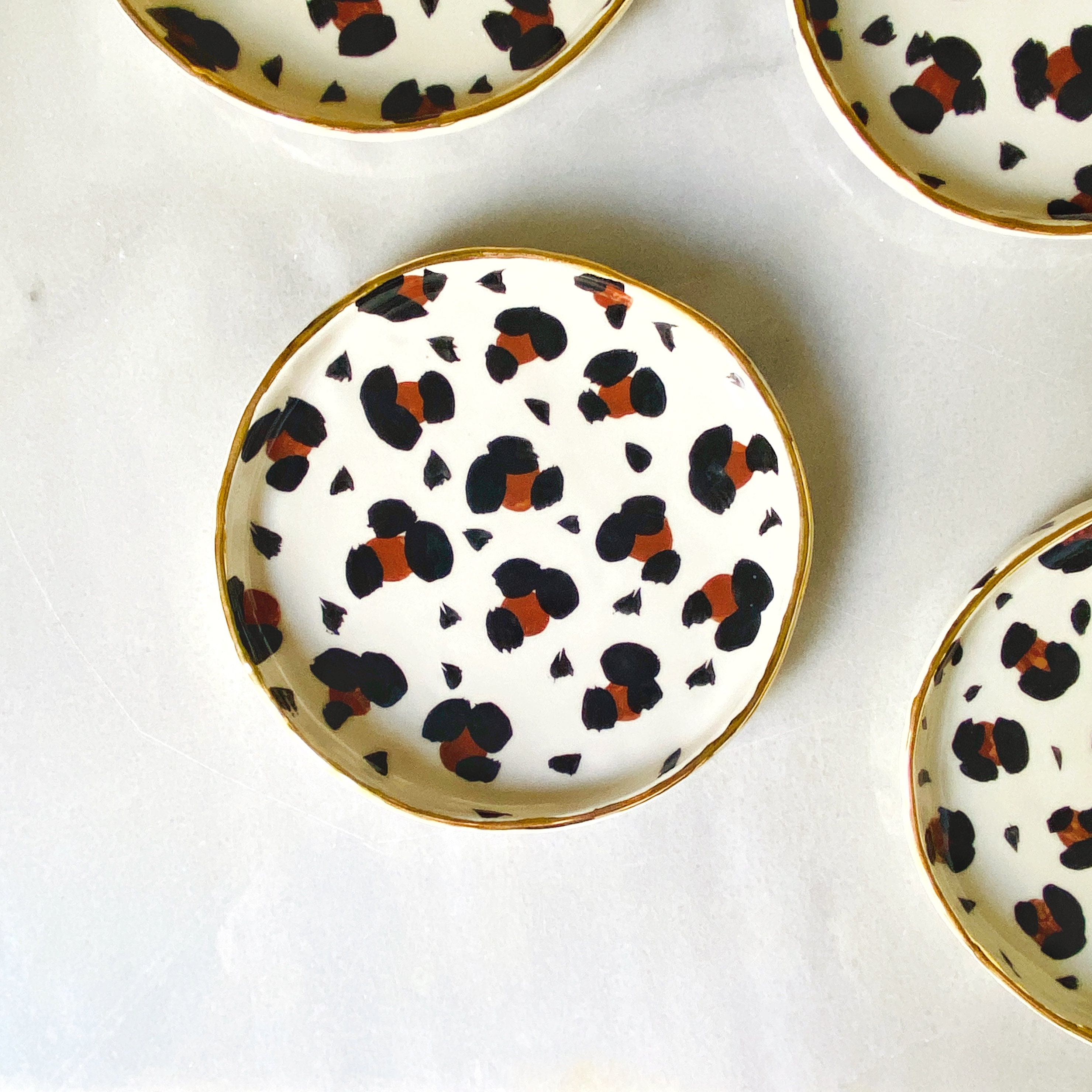 Leopard Print Ceramic Plates With 22k Real Gold Etsy