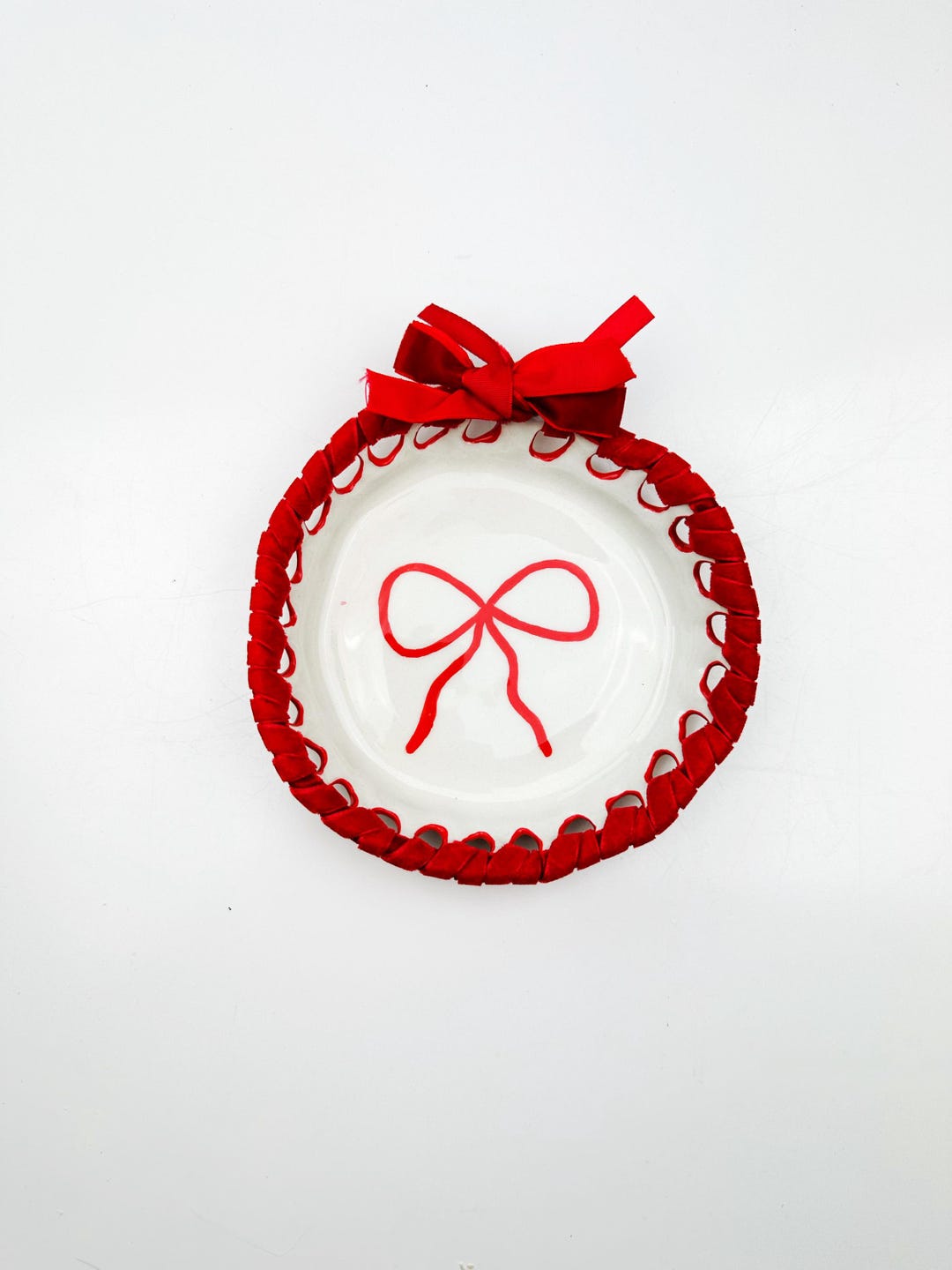 Top Ribbon Plate Red Ribbon Plate - Etsy