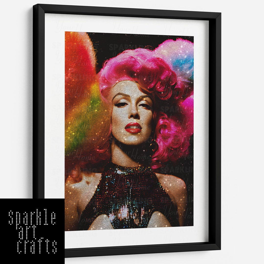 Marilyn Monroe Disco Diva Pink Wall Art A3 A4 Glam Bling Multicoloured