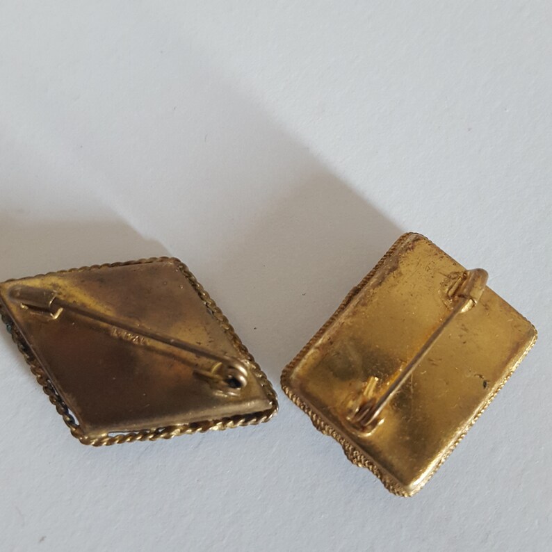 2 vintage mosaic murano brooches