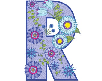 Violet floral 'R'