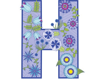 Violet floral 'H'