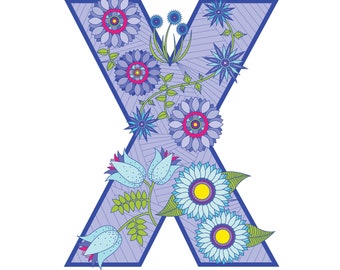 Violet floral 'X'