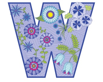 Violet floral 'W'