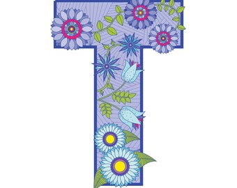 Violet floral 'T'