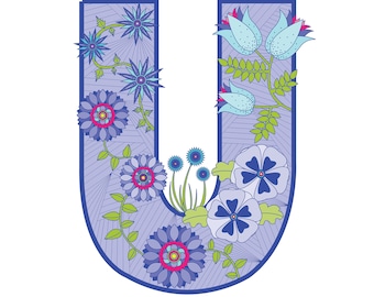 Violet floral 'U'