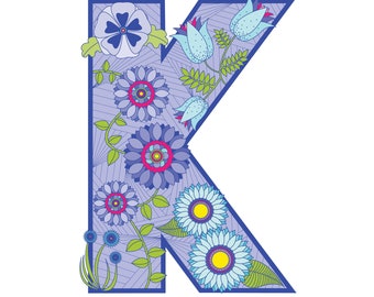 Violet floral 'K'