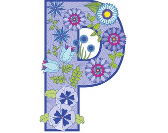 Violet floral 'P'