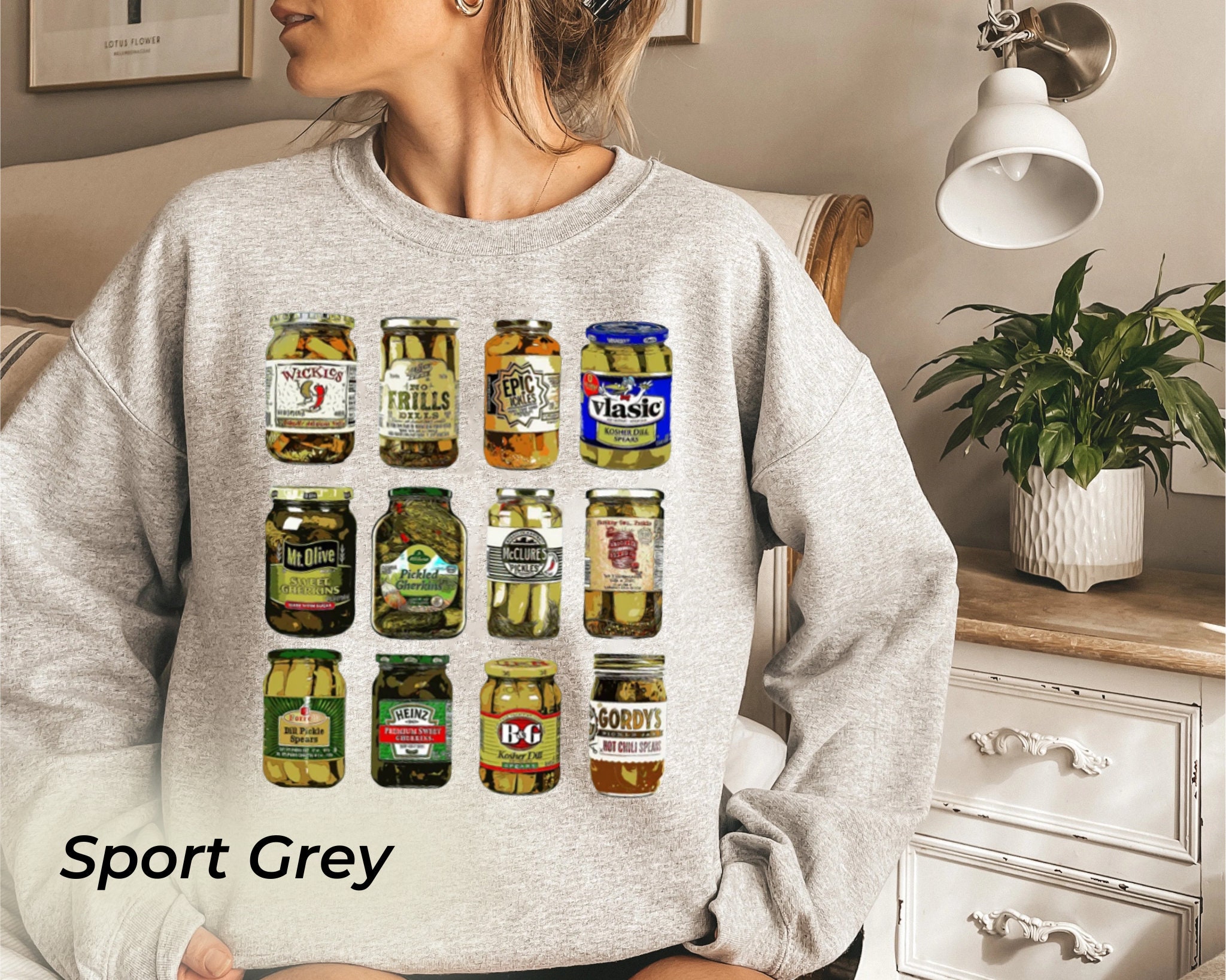 Discover Vintage Canned Pickles Sweatshirt, Pickle Crewneck Sweatshirt