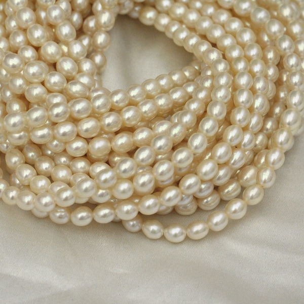 5-6mm white pearl strands,rice pearl strings,loose strands,teardrop pearl beads,natural color fresh water pearl.