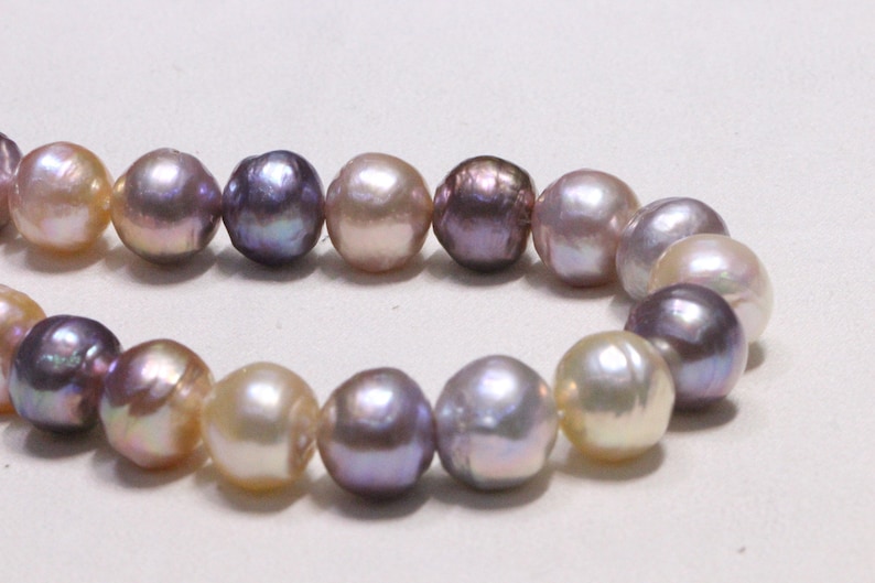 Real edison pearl,Special mixed color,Strong luster,Metallic color pearl strand,Pearl necklace Birthday gift.RS007