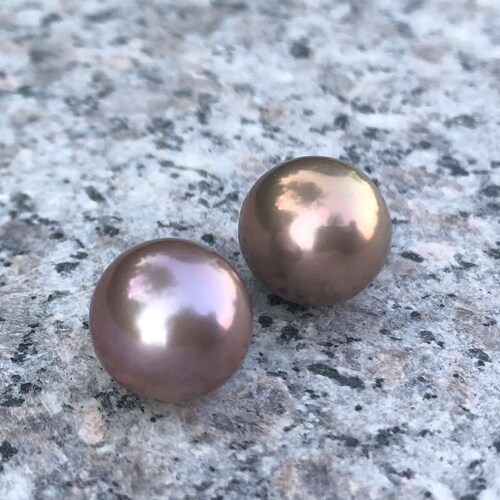 12-13mm Round Edison shops pearl pair,large pearl,lavender color pearl pair.fresh water pearl .EDH05