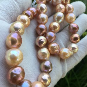 Baroque Pearl Strand with Natural Metallic Color|Natural Multi-color Ripple Pearl Strand|Kasumi Like Pearl Strand,MPL111