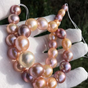 10.8-15mm Large Edison pearl strand,mixed color pearl necklace strand,Mixed Pink&Purple pearl bead string.MPL014