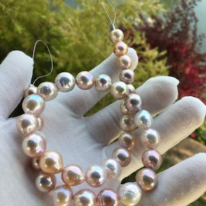 Naturlig blandad metallisk färgad Edison pärlsträng | Naturlig flerfärgad sjöpärlsträng | Present till henne, HCP019