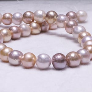 10.5-12mm Near round Edison fresh water pearl , Natural Bronze Pearl Necklace ,natural metallic pearl necklace strand, REAL pearl.  TM001