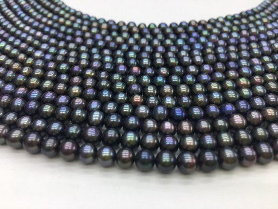 Peacock Blue Off-Round Freshwater Necklace 9-10mm