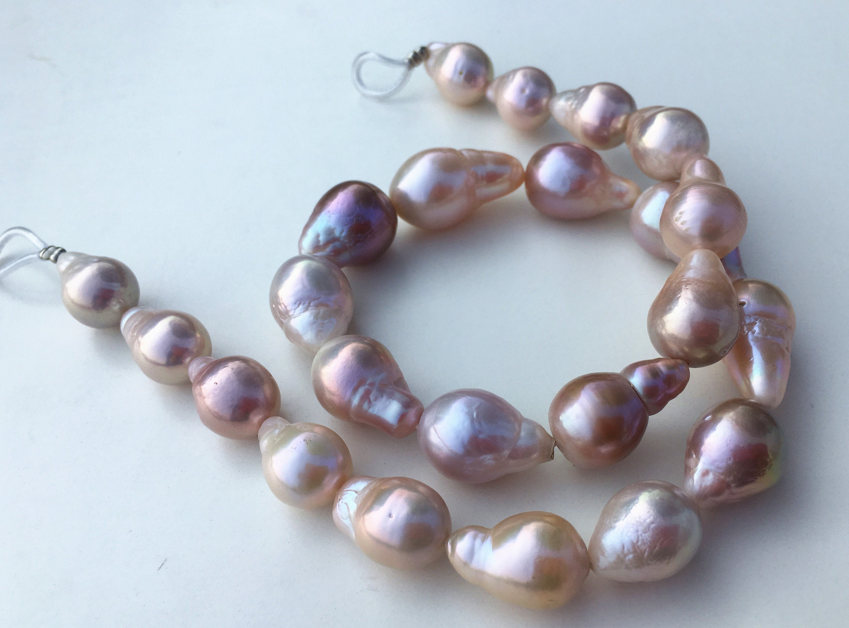 10-12mm Large Baroque Pearl Necklace,natural Color Strong