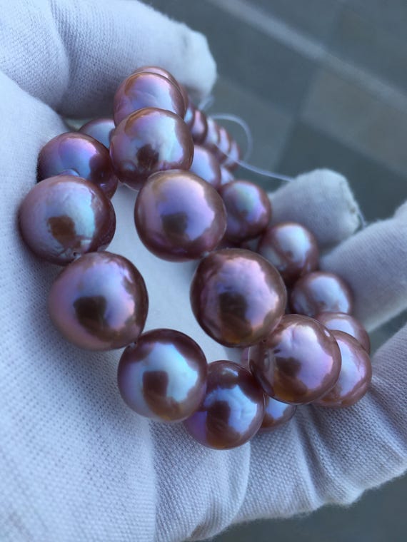 Natural  Purple Baroque Nucleated Pearl Strand|Metallic Purple Nucleus Pearl Bead String|Organic Pearl Beads, EPL233