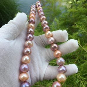 11.2-13.7mm Large Pink&Purple Lake Pearl Strand|Natural Multi-color Baroque Nucleated Pearl Strand|Gift for her,MPL004