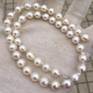 7-8mm Color blanco natural japonés Akoya Pearl Strand para el diseño del collar, AIM001