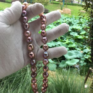 Natural Metallic Magenta Color Baroque Pearl Strand|Mixed Color River Pearl Strand,NYZ001