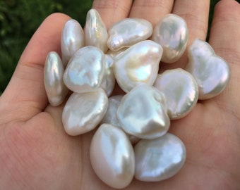 13 16mm Large Baroque Pearls flat Fresh Water Pearls natural White