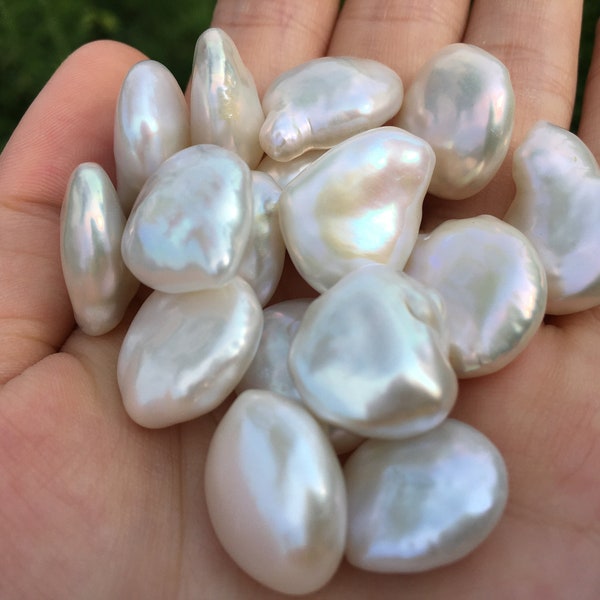 13-16mm large baroque pearls,flat fresh water pearls,natural white pearls.