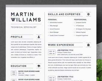 CV Template, Professional Resume Instant Download, Creative Resume Templates Word, Pages + Cover Letter Template