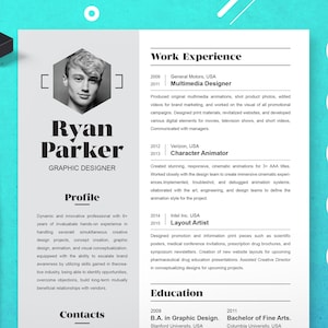 Modelo de currículo de designer gráfico | Formato de CV Design Páginas Word e Mac | Design Minimalista | Desenvolvedor, Designer, Marketing | Retomar Inventor