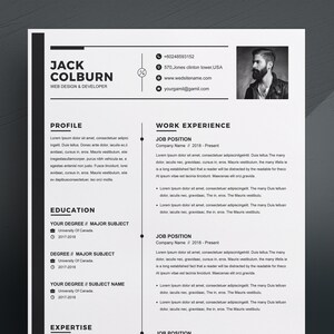 Plantilla de diseño de currículum vitae / CV de MS Word / Descarga instantánea / Código promocional: 2 currículums por 15, use el código Sale2Offer