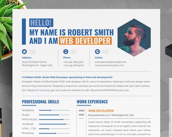 Programmer Resume Template for Word | 1, 2 and 3 Page Resume Template + Cover Letter + Developer CV | Free Resume Template | Professional CV