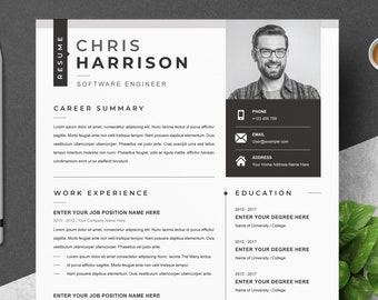 Professional Resume Template With Photo, Modern Resume Template Format Editable CV Design 2021