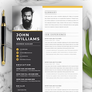 Professional Resume Template With Photo, Modern Resume Template Format Editable CV Design 2021