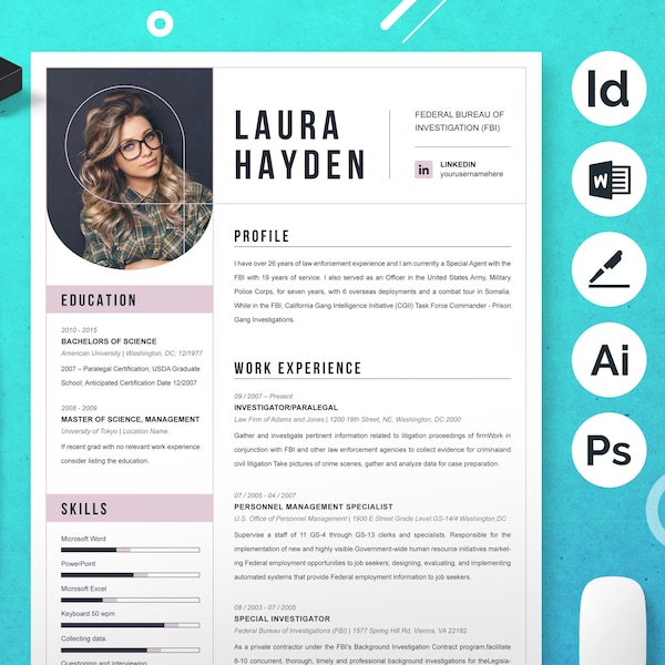 Us Federal Resume Template Etsy