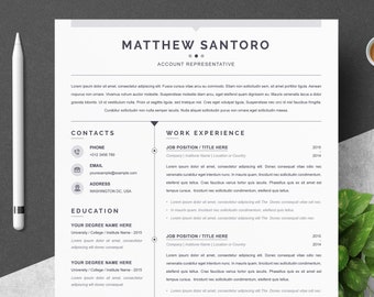 Cover Letter and Resume Template for Microsoft Word and Mac Pages, Modern Editable Cover Letter and CV Template for Job Instant Download
