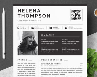 Professional Resume Template With Photo, Modern Resume Template Format Editable CV Design 2021