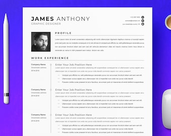 CV Resume Template With Photo, Paper Stationery, CV Template, Modern Resume, CV Design, Curriculum Vitae, Cover Letter, Professional Resume