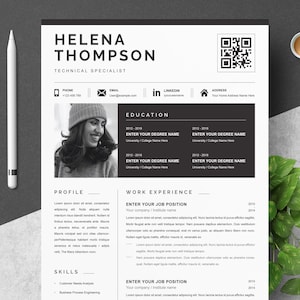 Professional Resume Template With Photo, Modern Resume Template Format Editable CV Design 2021